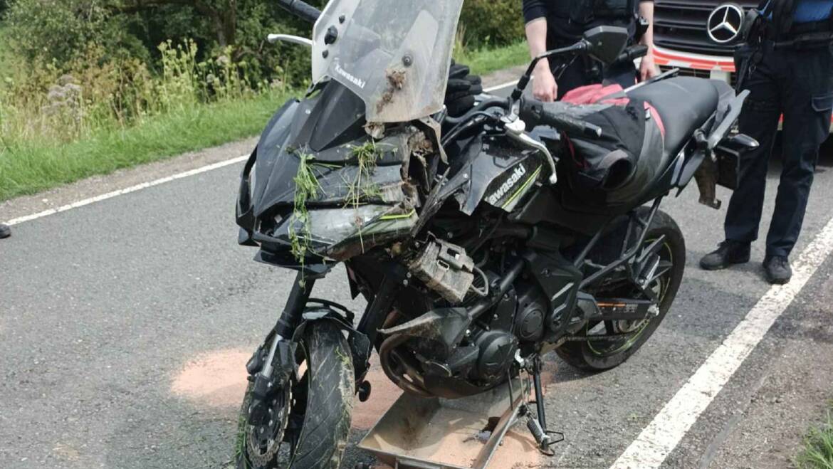 Motorradunfall, auslaufende Betriebsstoffe